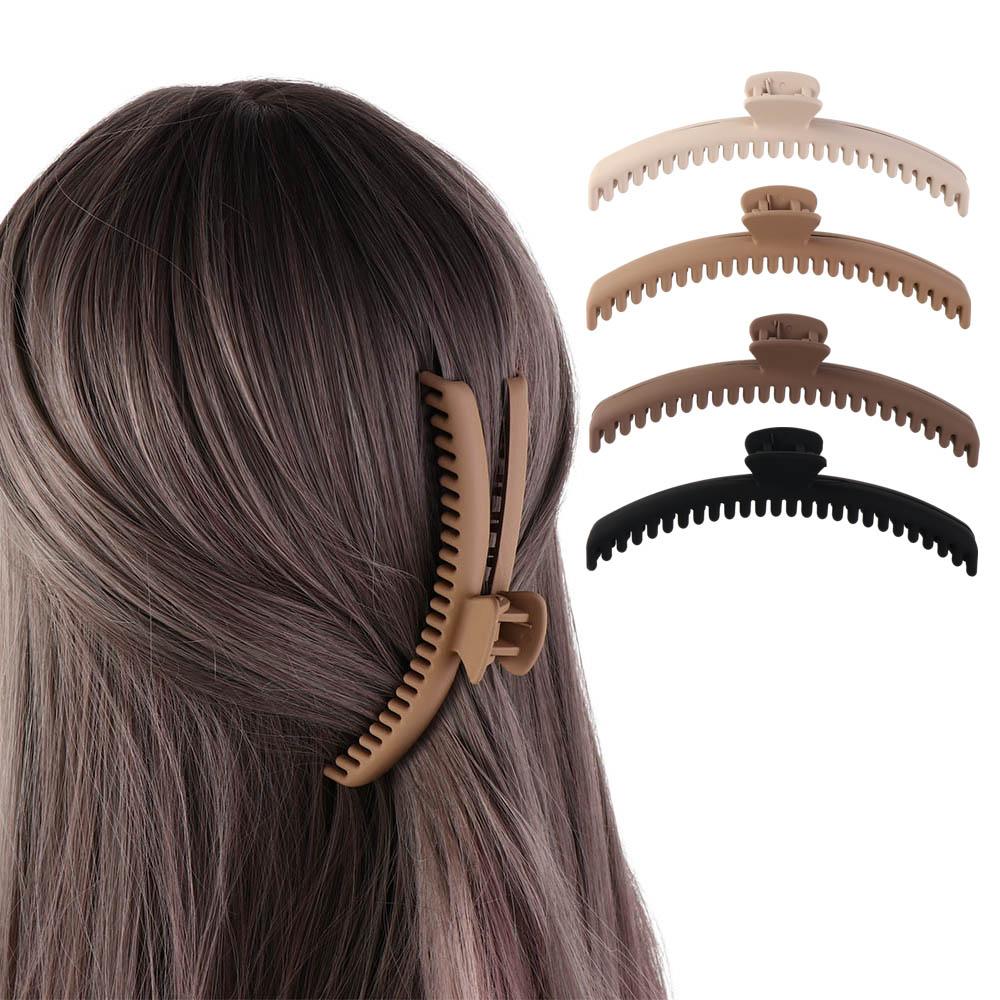 Fashion Large Matte Claw Clip Solid Color Acrylic Thin Shark Clip Hairpin Ponytail Clip Geometric hair claw Lady