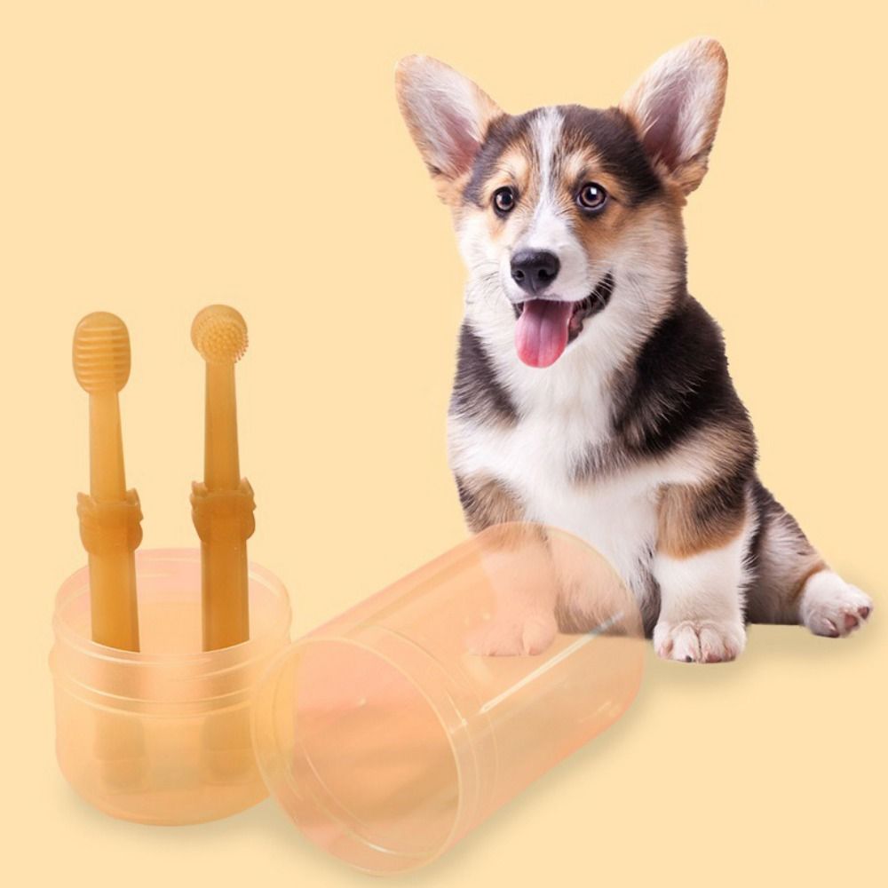2pcs/set Practical Silicone Dog Toothbrush Bite Resistant Soft Cat Toothbrush Pet Oral Cleaning Brush Dog Care Tool for Dogs Cats