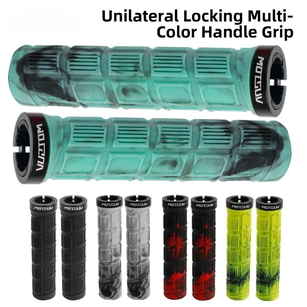 Practical Non-Slip Rubber Bicycle Grips Shock Absorbing Aluminum Alloy Lockring MTB Bike Handlebar Grips Waterproof Ergonomic Design Handle Bar Grips Cycling Accessories