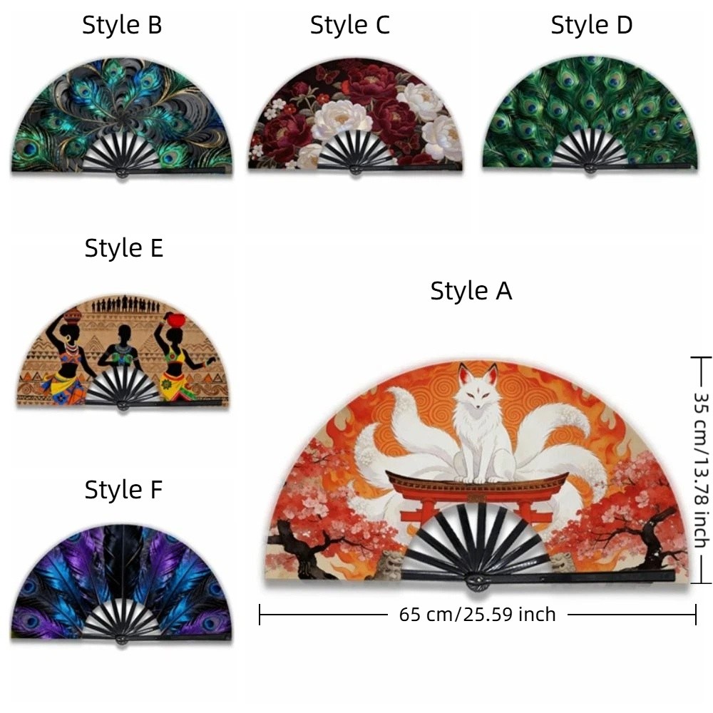 Retro Style Peacock Tail Pattern Chinese Folding Fan Elegant Plastic Silk Folding Fan Multi-Color Vintage Dance Fan Hanfu Cheongsam
