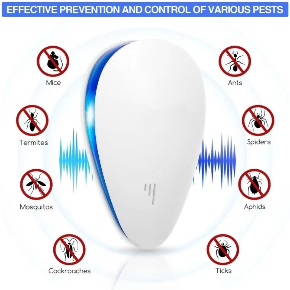 Gentle Technology Electronic Insect Compact Mini Body Low Working Noise Pest Control Physical Working Mode Household Silent Electronic Mosquito for US/EU/UK Bedroom