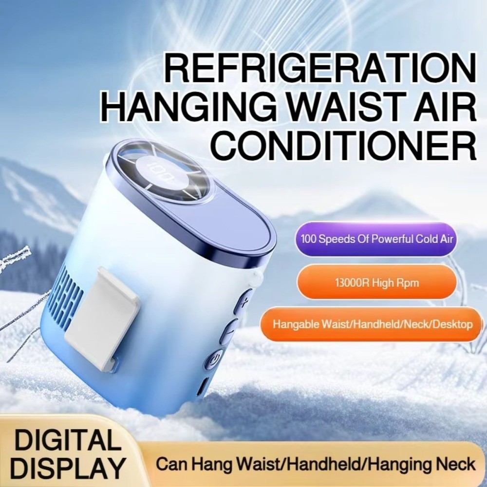 Cooling Portable Hanging Neck Fan Mini Rechargeable Waist Clip Fan LED Outdoor Lighting Camping Waist Fan Hiking
