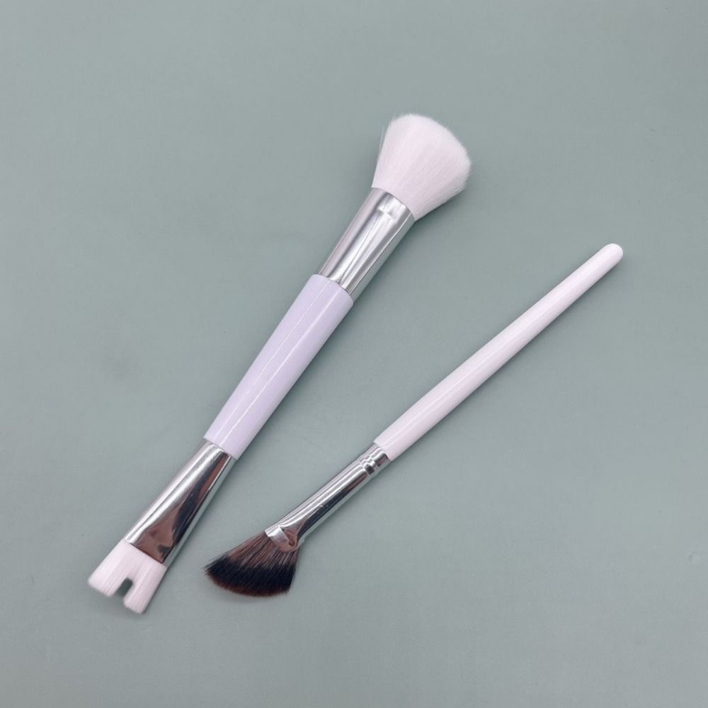 2Pcs Fashion Double Head Nose Contour Brush Set Portable 2-in- Eyeshadow Powder Brush Angled Tilt Soft Makeup Brush Women