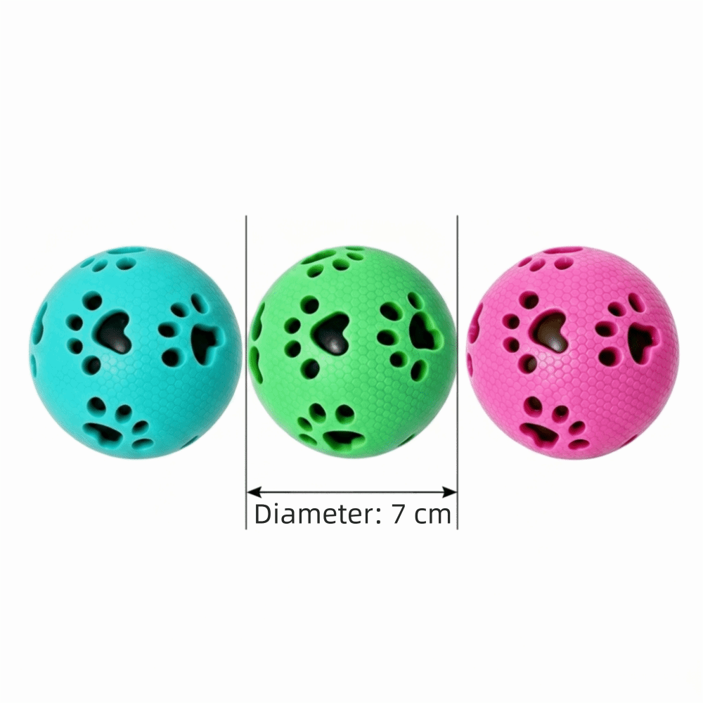 Safe TPR Rubber Dog Chew Ball Washable Hollow Hollowed Out Treat Dispensing Ball Bite Tough Paw Shaped Paw Print Ball Indoor Outdoor Use