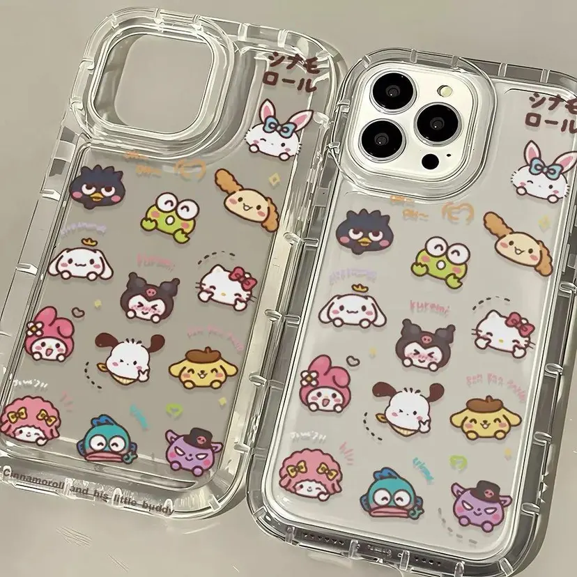 Wenefang Sanrio Hello Kitty Cinnamoroll Phone Case For iPhone 15 14 13 12 11 Pro Max Mini X XR XS 7 8Plus Soft Silicone Transparent Cover