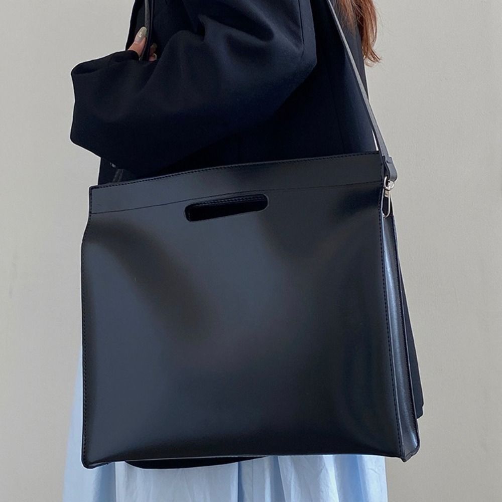 Fashionable PU Office Document Tote Bag Large Capacity Solid Color Computer Bag Handbag Crossbody Bag File Bag Office Worker