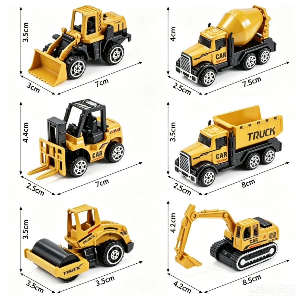6pcs/set Car Parking Lot Toys Alloy Engineering Vehicles Set Diecast Alloy Classic Toy Truck Set Simulation Excavator Toy Kids Gift