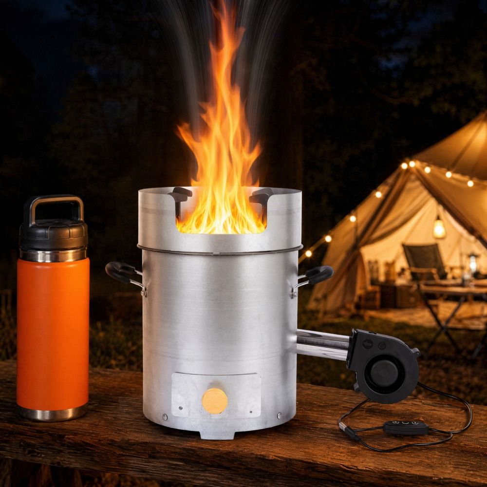 Multifunctional Stainless Steel Outdoor Wood ‘ Anti-corrosive Firewood Teapot Furance 35*23cm Energy-saving Firepit Outdoor