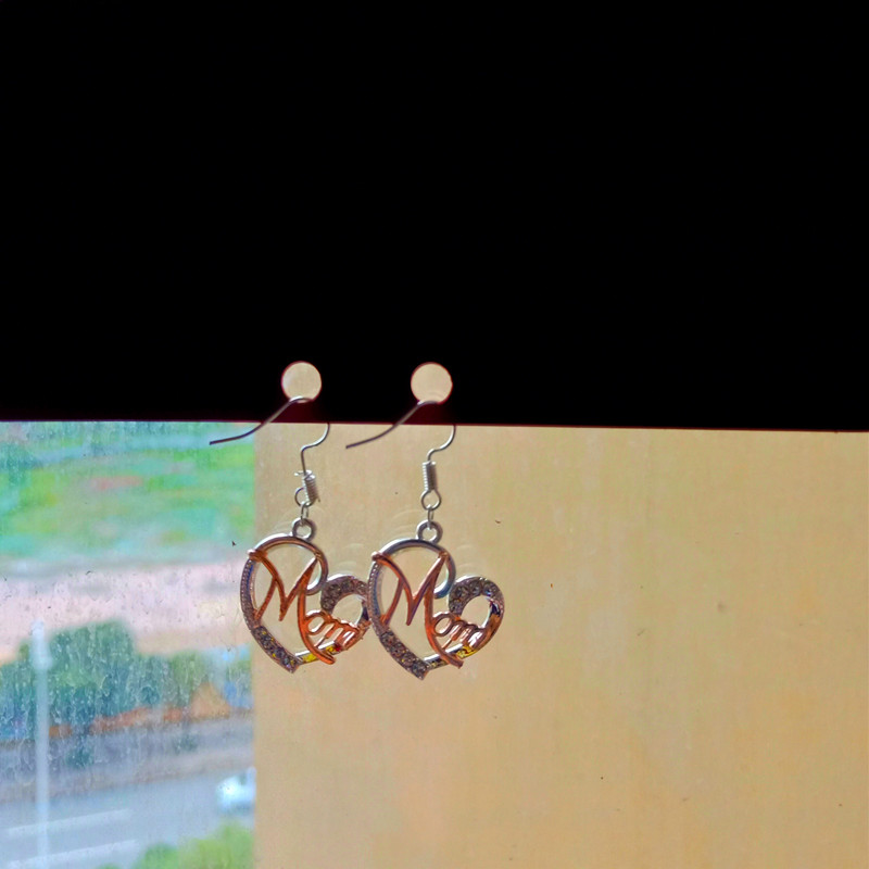 【Happy LifeStore】2023 New Cubic Zirconia Mom Baby Heart Drop Earrings Son Child Jewelry Friends Birthday Mother Days Gift