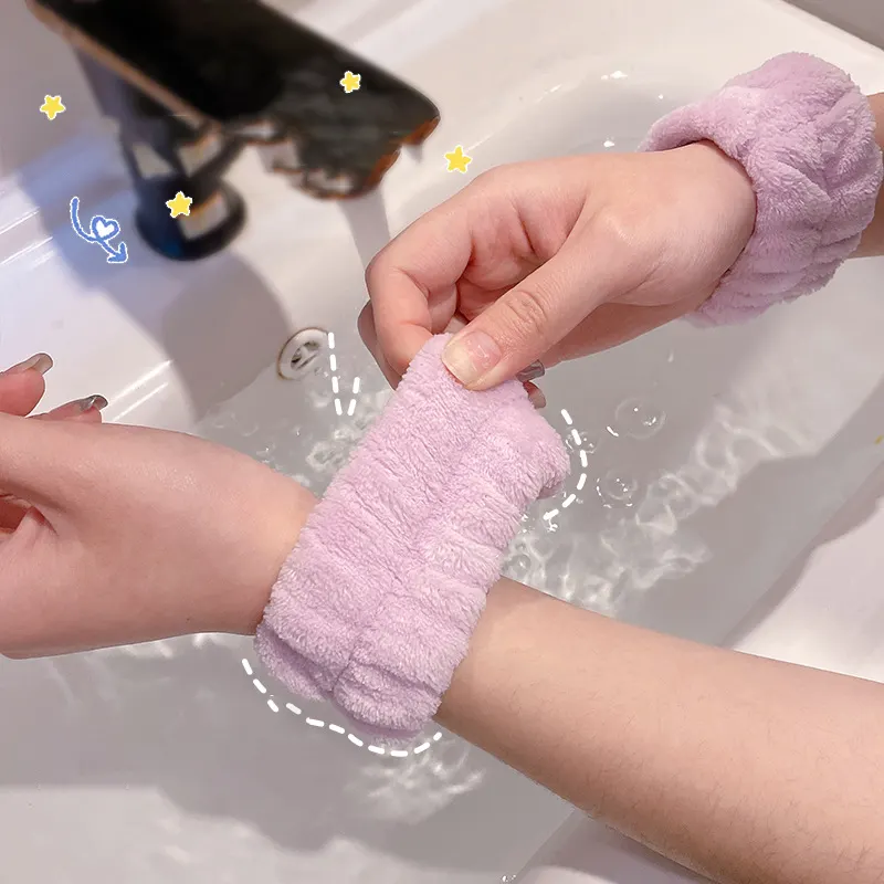 Yuanyan 1 Pair Wrist Spa Washband Microfiber Wrist Wash Towel Band Wristbands for Washing Face Absorbent Wristbands Wrist Sweatband