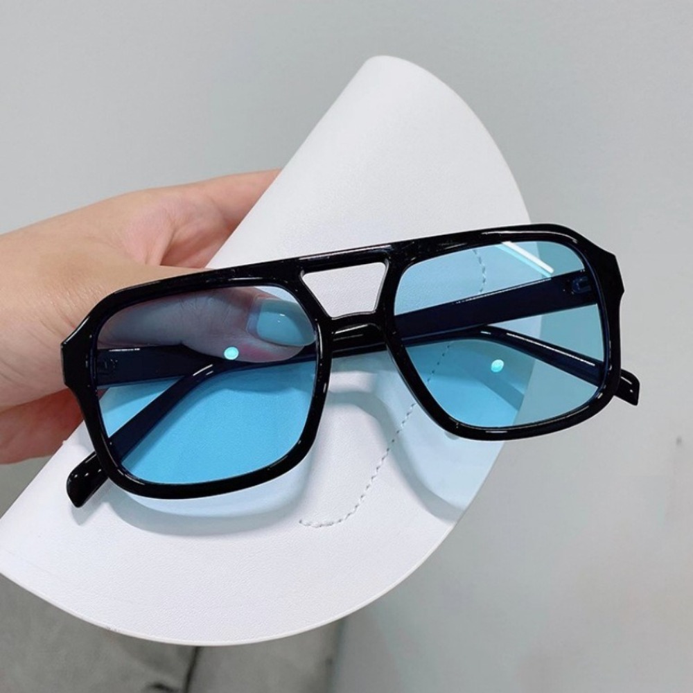 Fashion Big Frame Square Sunglasses UV400 Punk Pilot Sun Glasses Leopard Print Double Beam Retro Eyewear