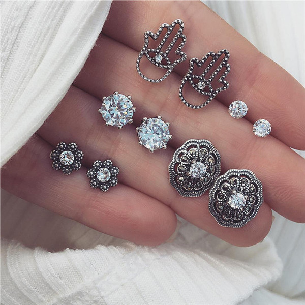 【Hongtai Store】ZORCVENS 2023 New Summer Jewelry Cute Shell Starfish Stud Earrings Set For Colorful Geometric Stone Earrings
