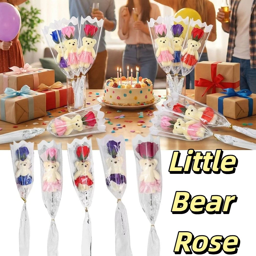 Gift Artificial Rose Artificial Rose Bear Soap Flowers Flower Bouquet Bear Soap Rose Soaps Artificial Flower Romantic Wedding Favors Home Decoration