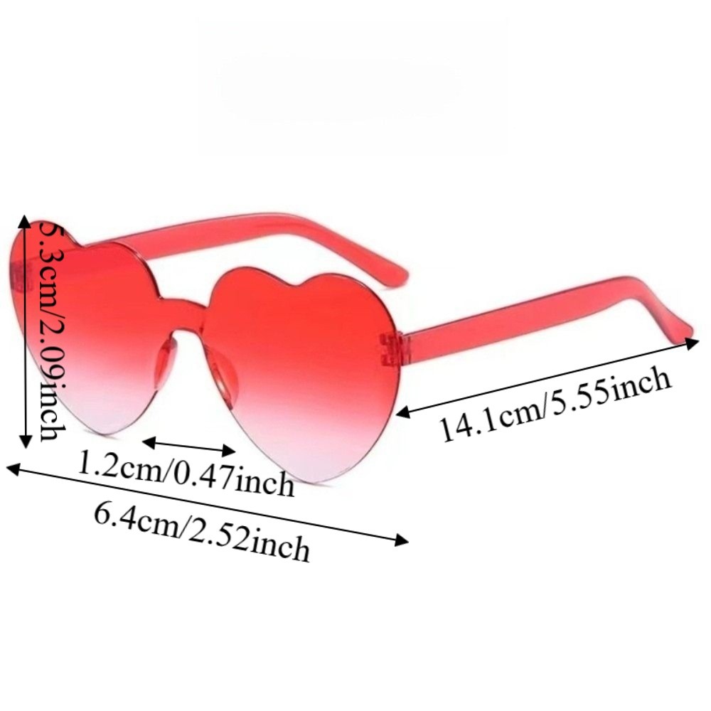 New Fashion Love Heart Shape Sunglasses Trendy UV Protection Rimless Frame Shades Unique Stylish Colorful Gradient Sunglasses Beach