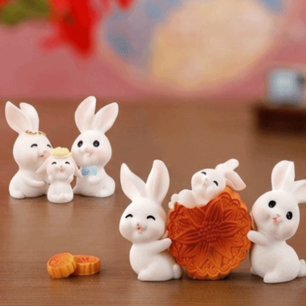 New Resin Mini Ornaments Mooncake Bottle Micro Landscape Decor Small Statue Cartoon Mid-Autumn Festival Desk Figurines DIY