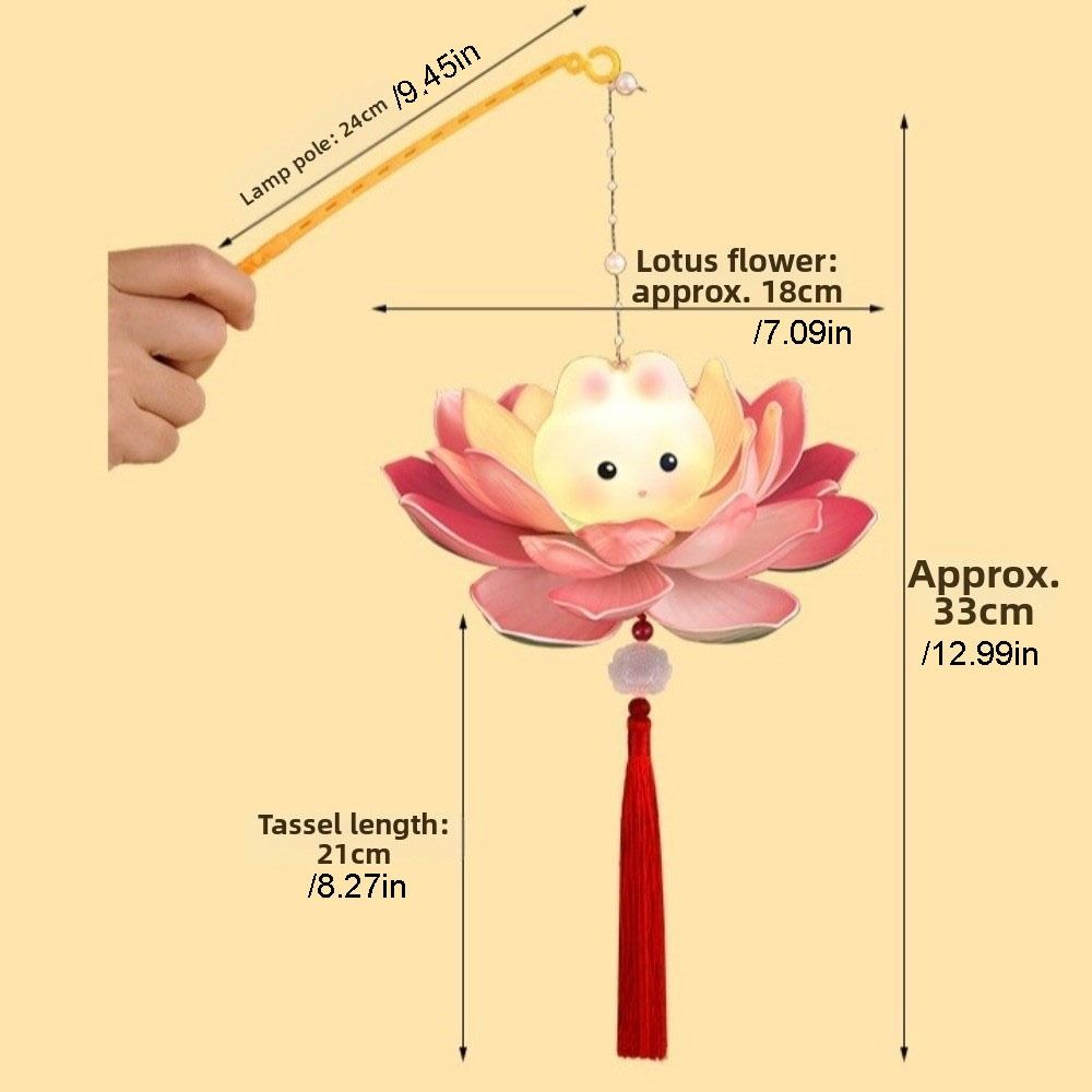 Ancient Chinese Style Children's Rabbit Lantern Handheld Glowing Mid-Autumn Festival Lamp Circular Handmade Lotus Flower Lanterns Photography Props
