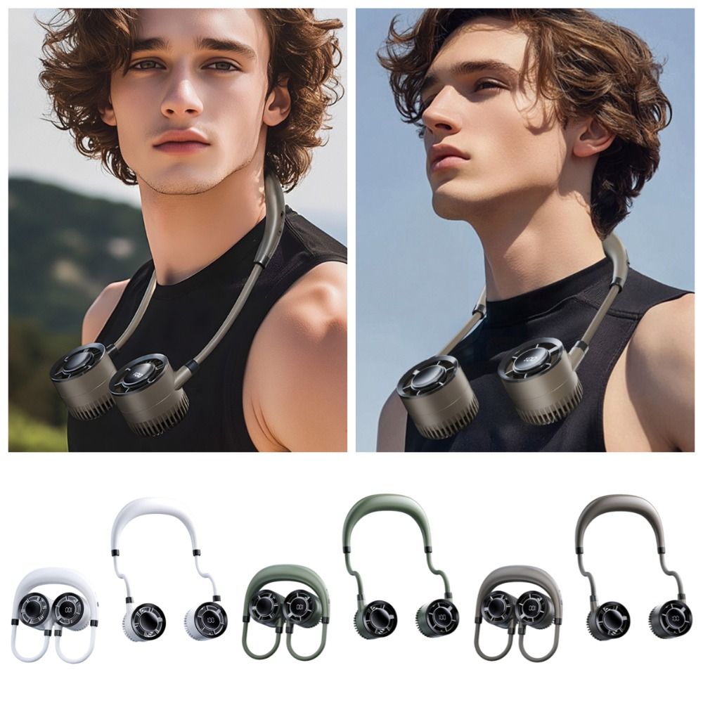 Convenient 360° Bendable Hanging Neck Fan Super Quiet Strong Wind Foldable Portable Fan 4 Speeds Adjustable Secure Neck Belt Cooler Gym
