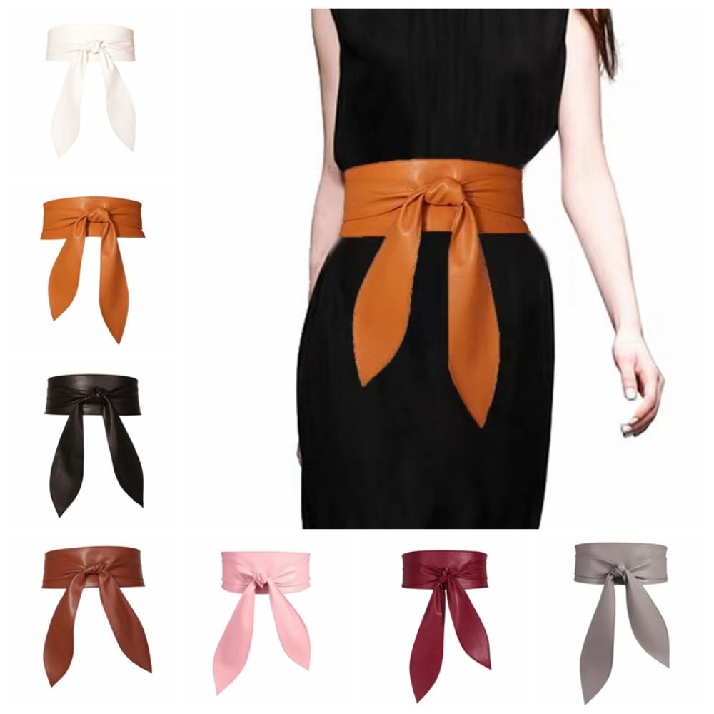 Adjustable Ribbon PU Waist Belt Jeans Belts Women Waistband Waist Belts High Waist Slim Girdle Knotted Belt Clothing Decoration
