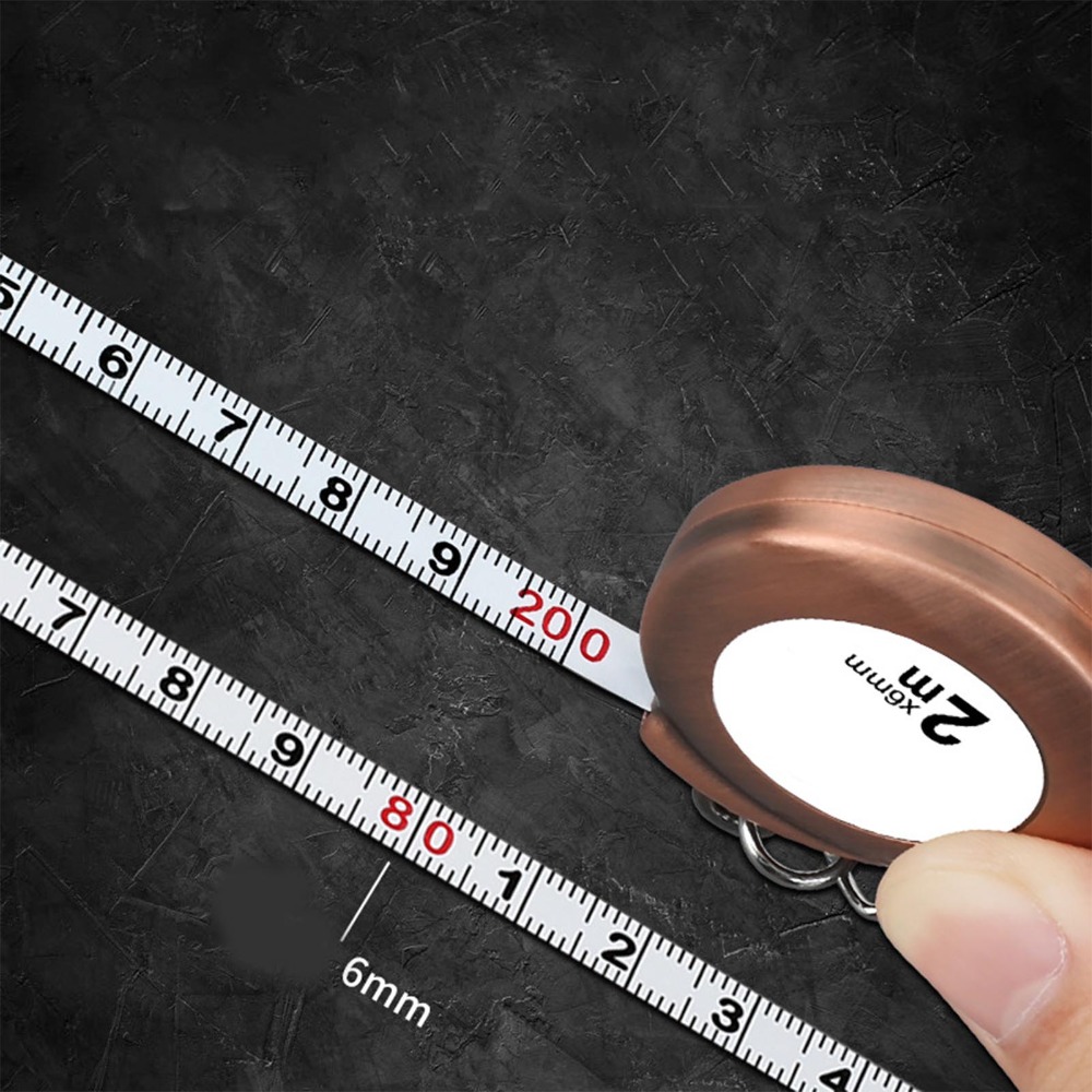 2pcs Small 2m Length Mini Tape Measure 6mm Width Portable Design Pocket Measuring Tape With Carabiner Clear Scale Retractable Tape Measure For Home Use
