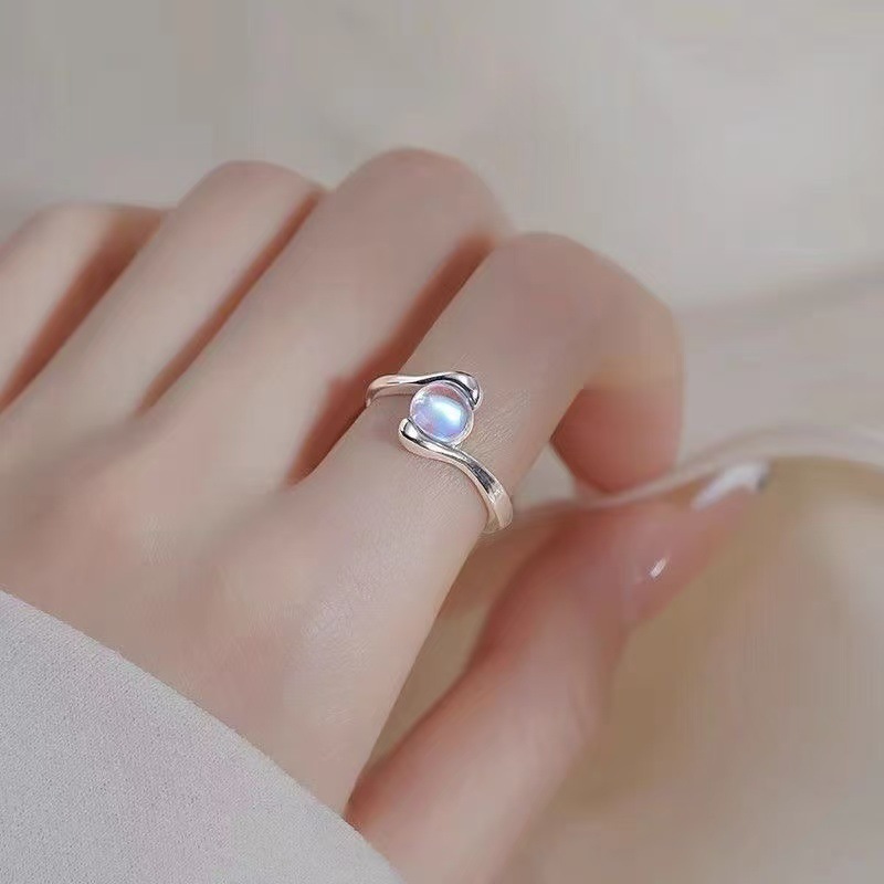 【Special offer】Moonstone Opening Ring Women's Light Luxury Niche Design Index Finger High Sense Fashion Personality Colorful Birthday Gift