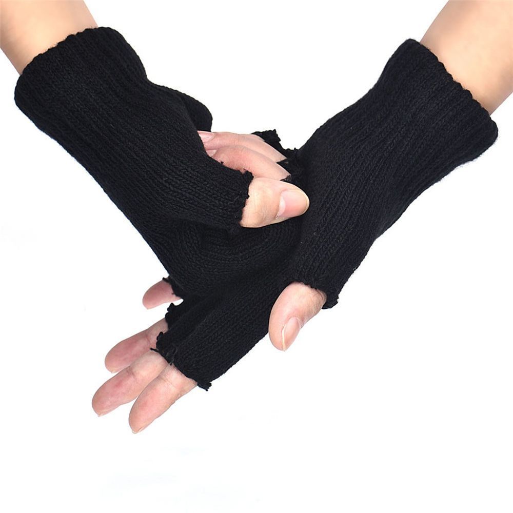 Fashion Thick Warm Knitted Gloves Solid Color Soft Half Finger Mitten Elastic Fingerless Gloves Winter Warmer