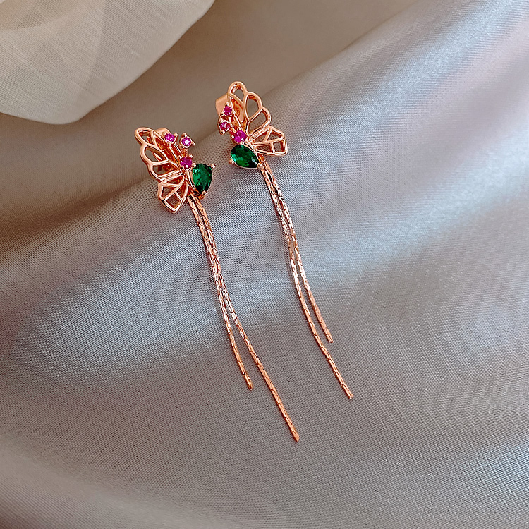 【Happy LifeStore】Niche Crystal Butterfly Earrings 2023 New Trendy Femininity Earrings Earrings exquisite Vintage Stud Earrings