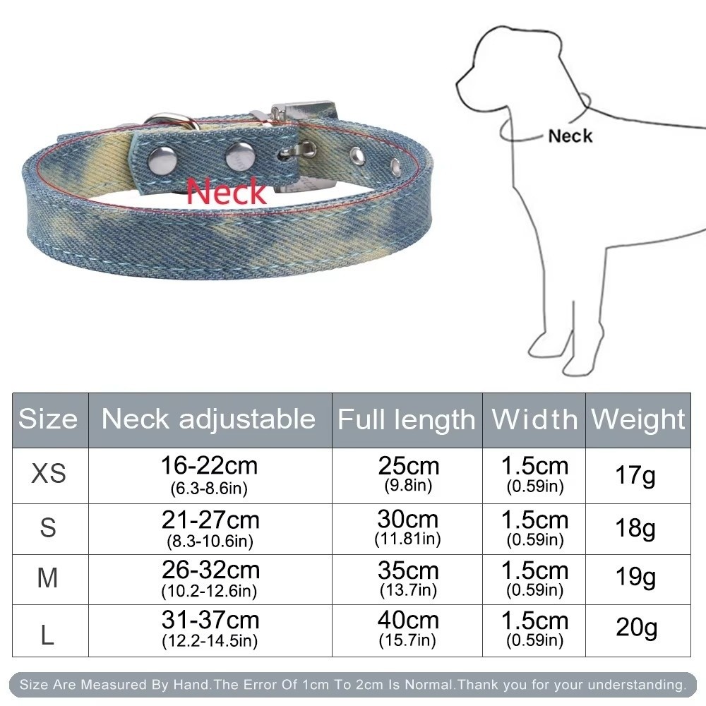 Fashion Metal Buckle Denim Dog Collar Soft Adjustable Puppy Jean Collar Quick Release with Bell Anti-lost Cat Necklace Pet Supplies