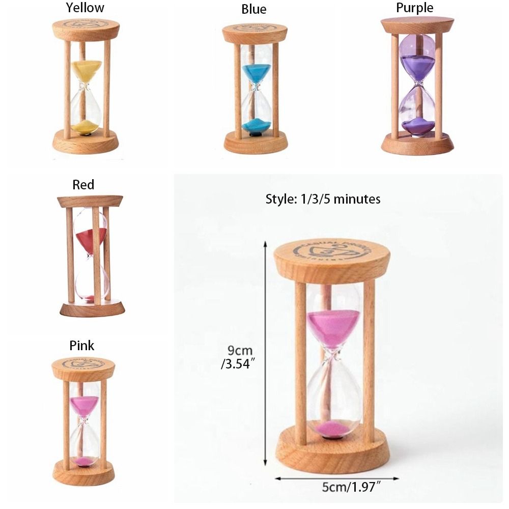 Portable Stable Connection Wooden Hourglass Wooden /3/5 Minutes Round Hourglass Timers 5 Colors No Deformation Timer Kitchen