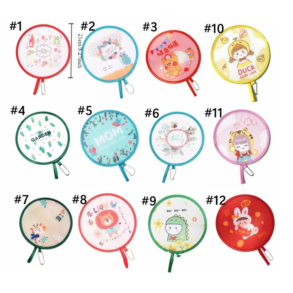 Party Favors Lightweight Cartoon Folding Fan Durable Portable Handheld Round Fan Plastic Round Mini Pocket Fan Wedding