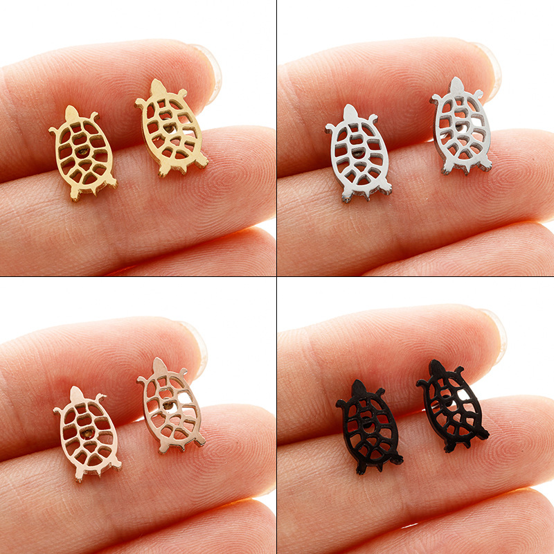 【New arrivals】Stainless Stud Earrings Style Fashion Distinctive Cute Animal Little Turtle Earrings Simple Hollow Earrings for and Girls