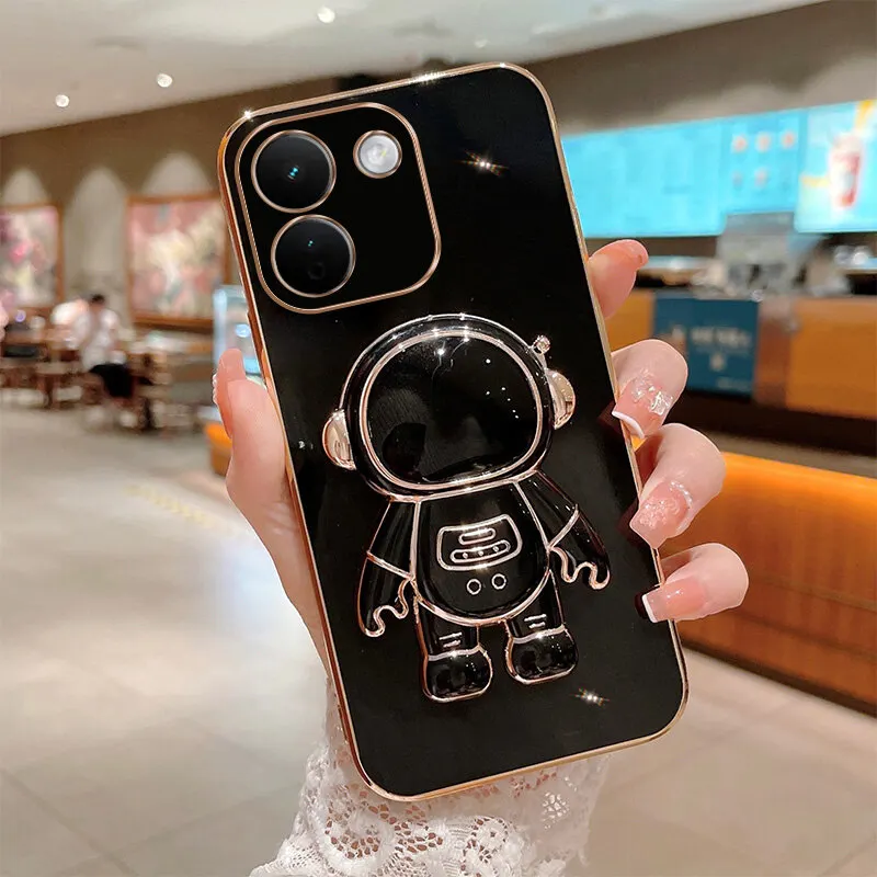 Biruiqu for Redmi Note 17 Pro Max Astronaut-Themed Foldable Soft Silicone 6D Electroplated Phone Case