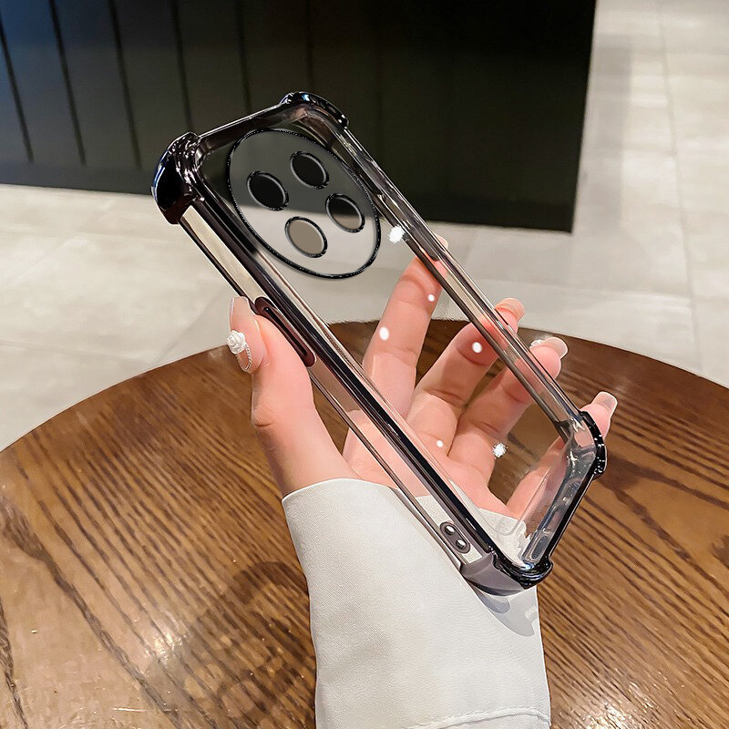 Biruiqu For Huawei Nova 15 Max Transparent Full-Coverage Electroplated Shockproof Soft Silicone Premium Airbag Phone Case