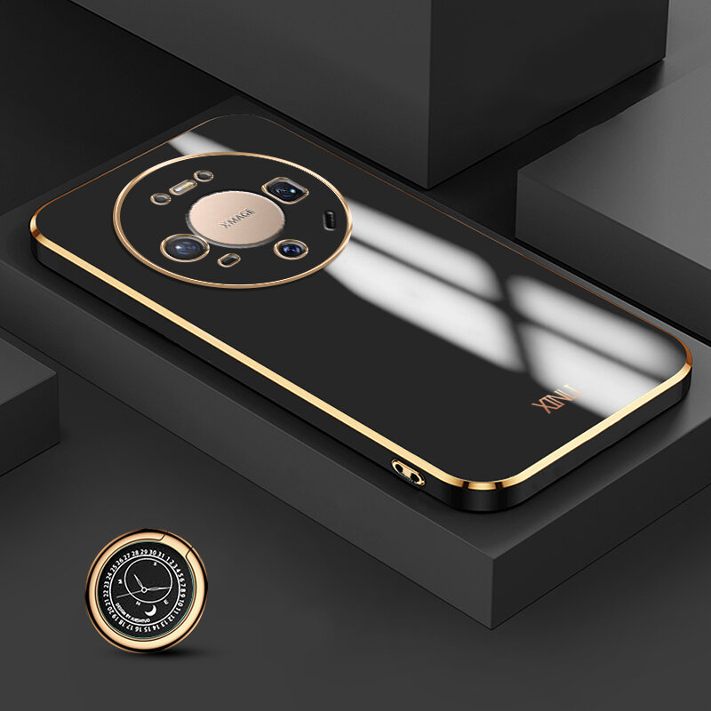 Biruiqu for Huawei Mate 80 Pro Back Cover Luxury 6D Plating Frame Shiny Bling Phone Pounch Soft Silicone Square Phone Case