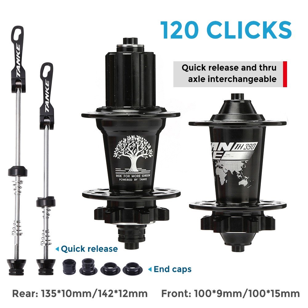 TANKE Bicycle 4 Bearing Hub 120 Ring Quick Release Barrel Shaft Colorful Aluminum Alloy Mountain Bike Hub Accessories