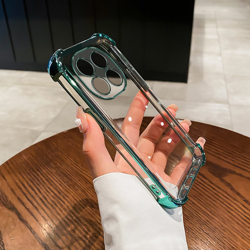 Sroof For Redmi Note 15 Pro 4G 5GTransparent Full-Coverage Electroplated Shockproof Soft Silicone Premium Airbag Phone Case