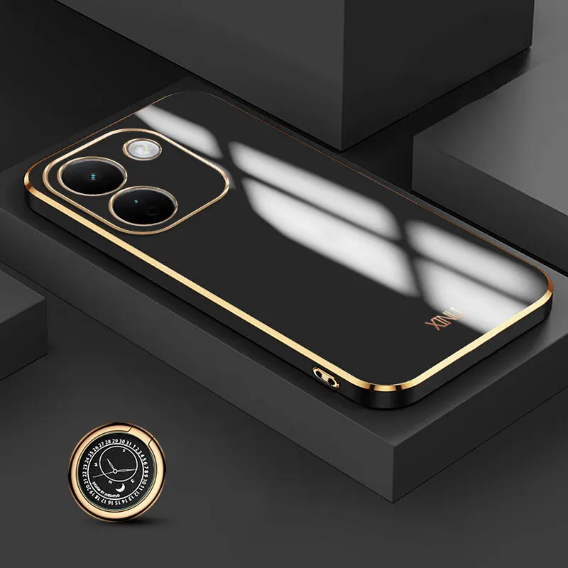 Sroof for Redmi Note 17 Pro Max Back Cover Luxury 6D Plating Frame Shiny Bling Phone Pounch Soft Silicone Square Phone Case