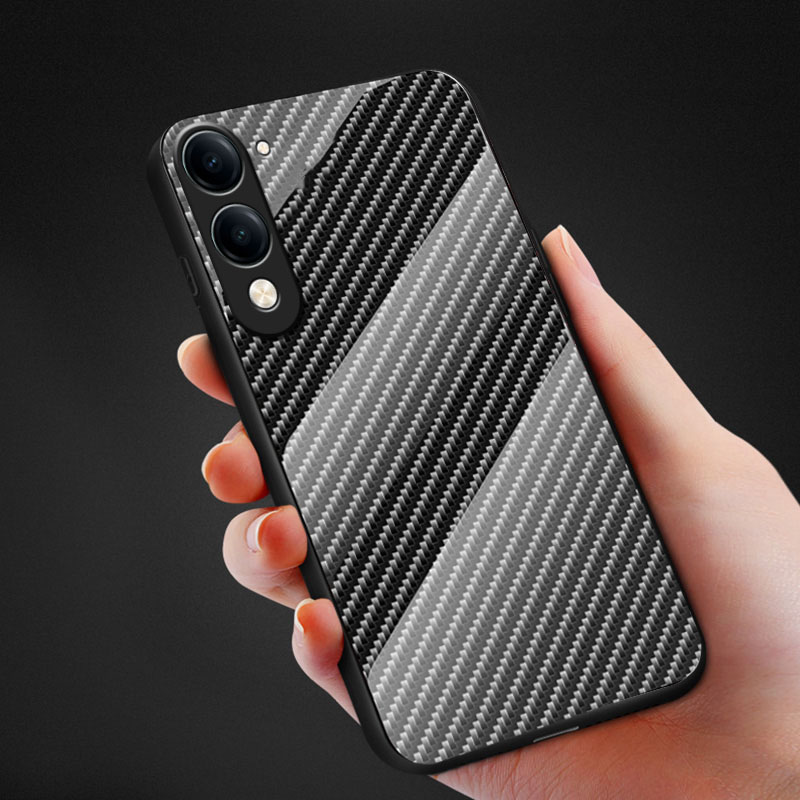 Biruiqu For VIVO V70 Carbon Fiber Glass Protective Case Cover