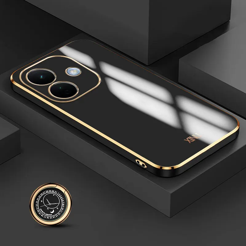 Sroof for Redmi Note 17 Pro Back Cover Luxury 6D Plating Frame Shiny Bling Phone Pounch Soft Silicone Square Phone Case