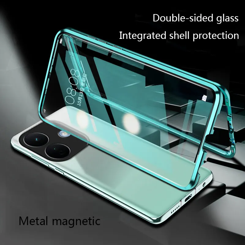 Sroof For Redmi Note 17 Pro Magnetic Absorption Case Metal Frame Shockproof Double Sided Tempered Glass Magnetic Case Cover