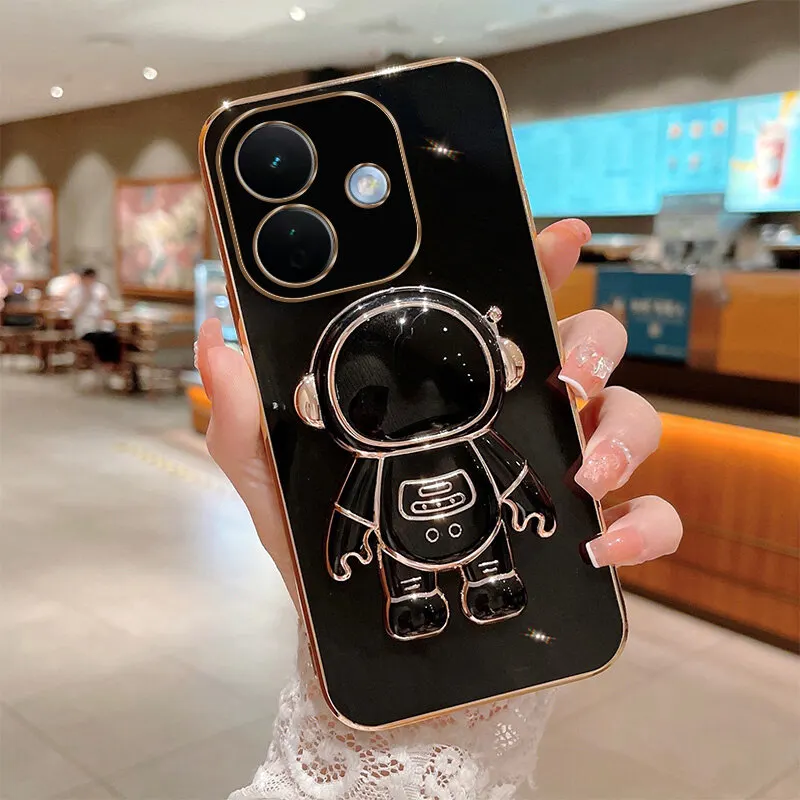 Biruiqu for Redmi Note 17 Pro Astronaut-Themed Foldable Soft Silicone 6D Electroplated Phone Case