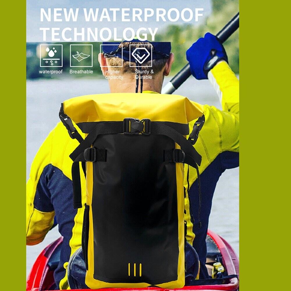 Waterproof Backpack - Outdoor Rucksack for River Tracing - Swimming Drifting - Beach Surfing - 30L Large Capacity - 500D PVC Mesh Cloth - Waterproof Level IPX6 - Suitable for B-oa-ting, Exploring, Fishing, Climbing