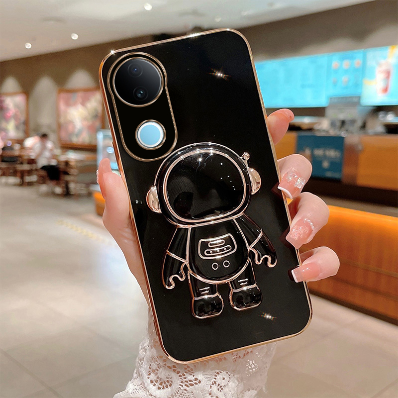 Biruiqu for IQOO Z10R Astronaut-Themed Foldable Soft Silicone 6D Electroplated Phone Case