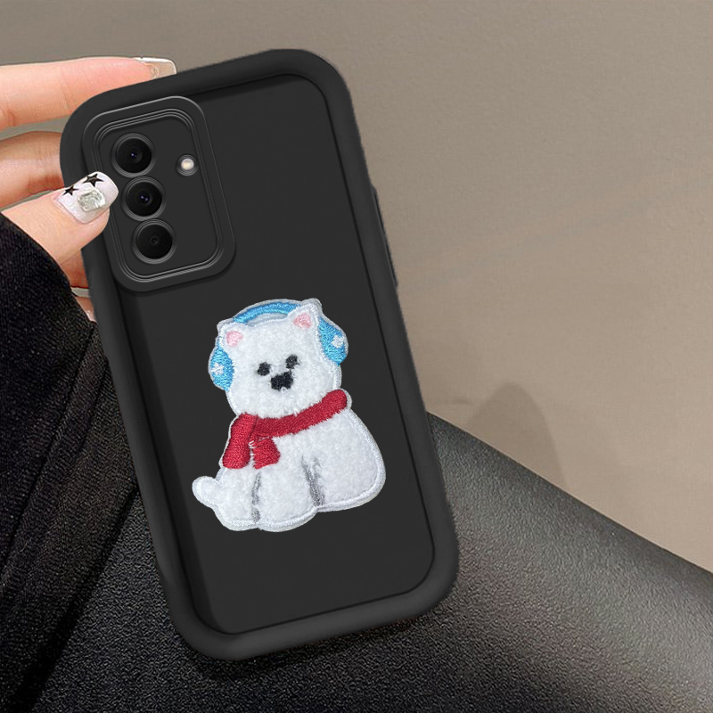 Biruiqu For Samsung Galaxy A37 A57 With DIY Cute Puppy Sticker - Step Lens Full Pack Thickened Anti-Drop Silicone Phone Case