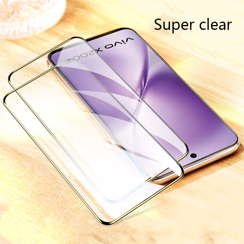 (2PCS)Biruiqu For VIVO X200T 9H 2.5D Full Cover Tempered Glass Screen Protector Film Black