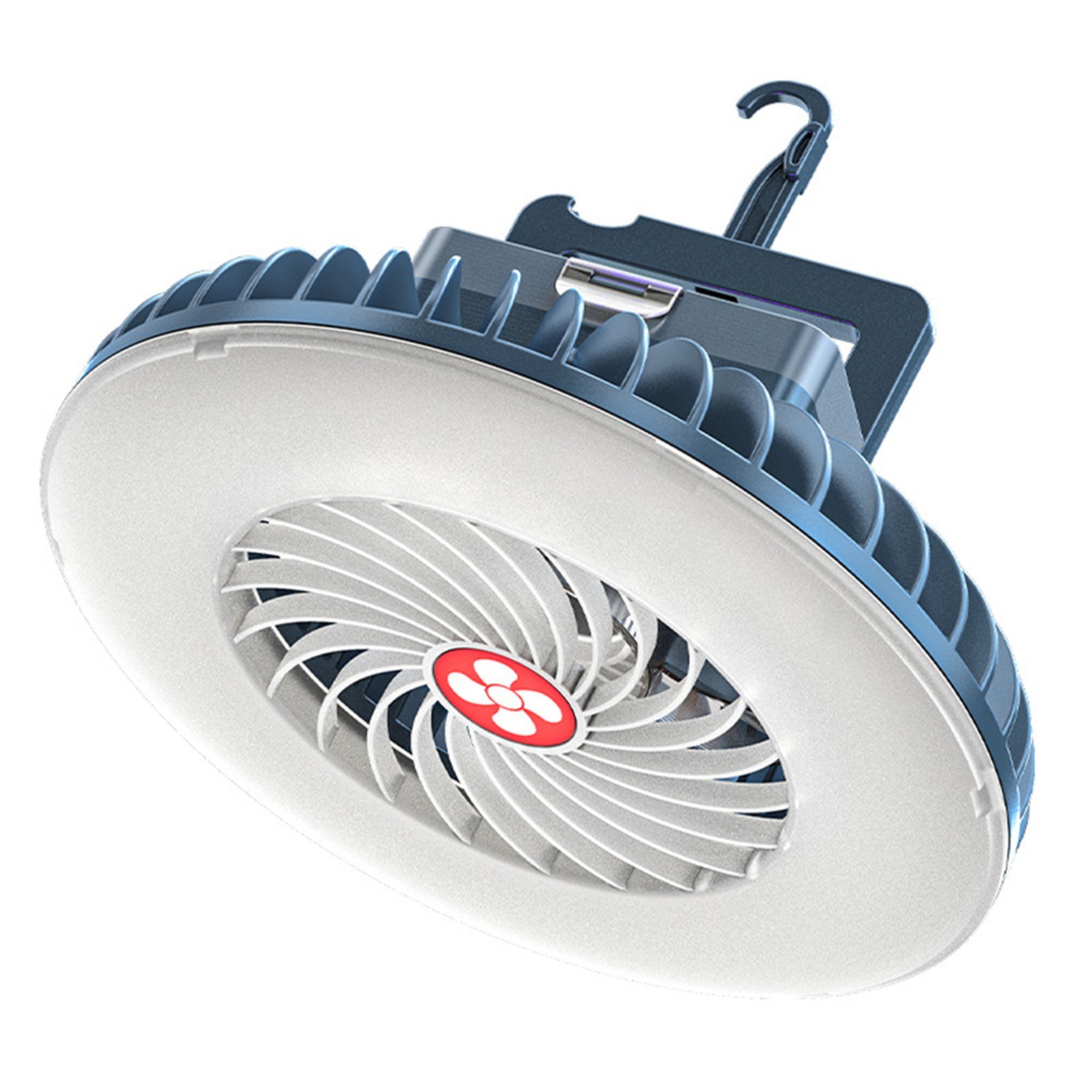 Portable Camping Fan LED Lantern Mini Desk Fan U-sb Rechargeable 2400mAh Batteries Operated Lamp Fan with Hook for Camping Home Office
