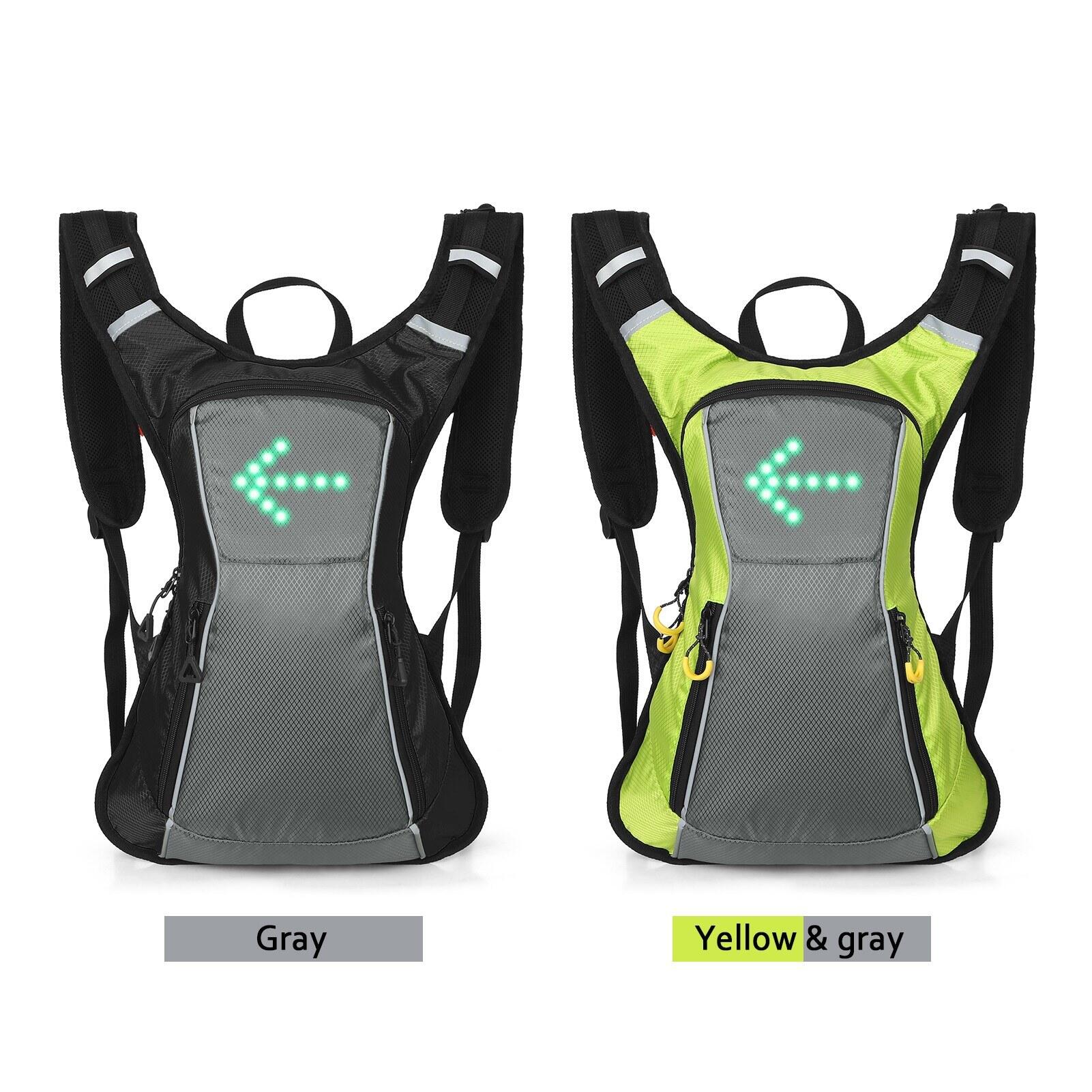 LED Turn Signal Backpack IPX5 Waterproof Reflective Backpack with Direction Indicator U-SB Rechargeable Safety Light Bag Wireless Remote Control Bicycle Bag for Cycling Running Walking Jogging