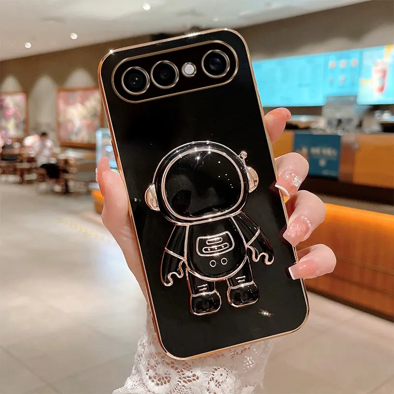 Biruiqu for VIVO X300 FE Astronaut-Themed Foldable Soft Silicone 6D Electroplated Phone Case