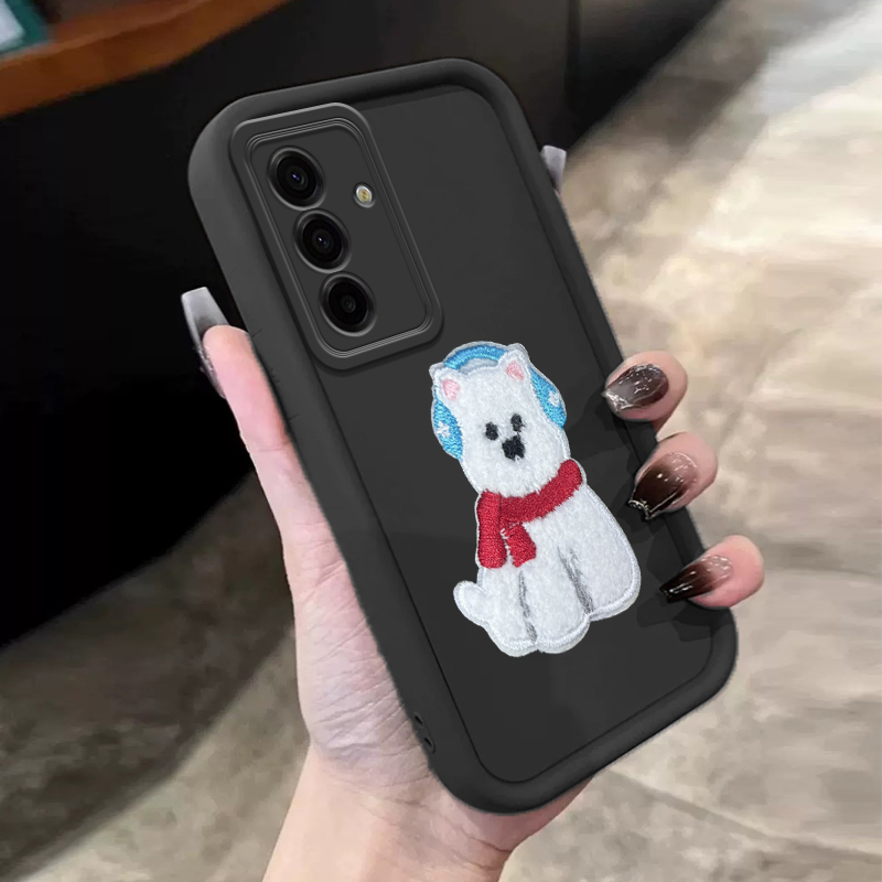 Biruiqu For Samsung Galaxy A17 With DIY Cute Puppy Sticker - Step Lens Full Pack Thickened Anti-Drop Silicone Phone Case