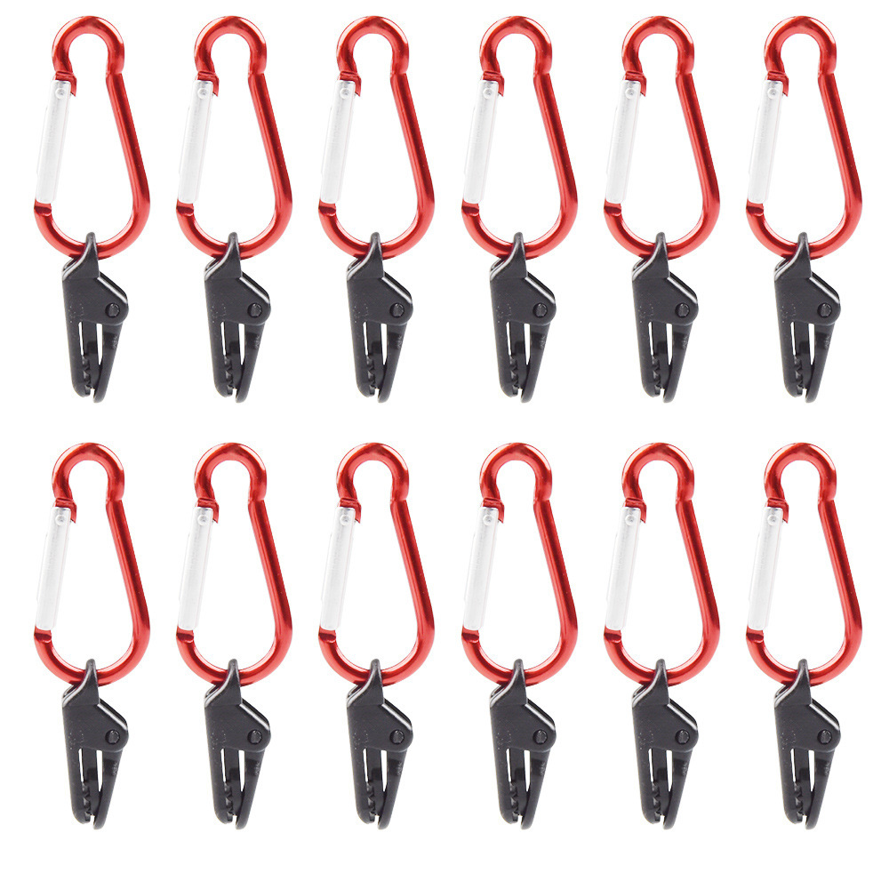 10PCS Tarp Awning Clamp Clips Tent Snaps Hangers Camping Tent Tighten Lock Grip Clamp with Carabiner for Outdoor Camping Farming Garden
