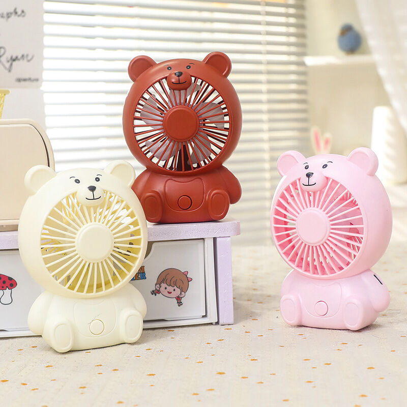 Popular high-quality cartoon bear mini electric fan Children's Gift Portable Rechargeable Handheld Small Fan for Desktop USB Affordable fans are the most popular